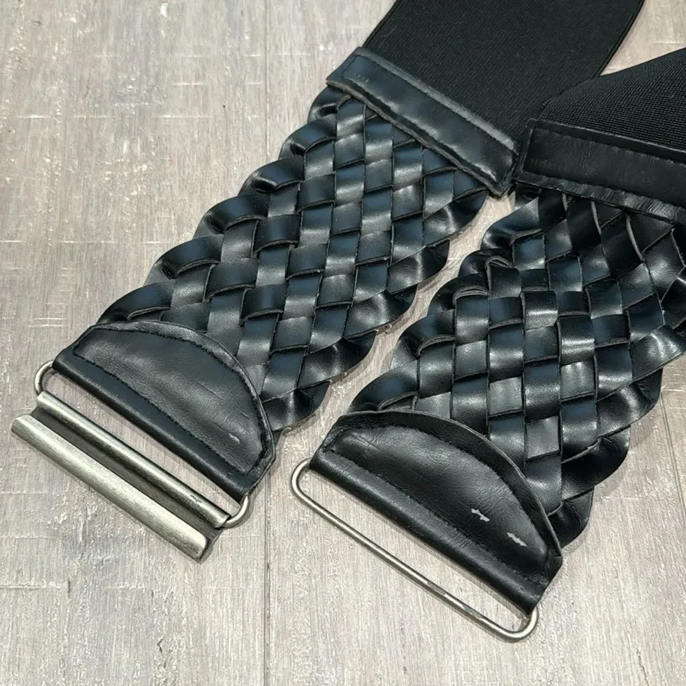 Black High Waist Clip Closure Braid Belt Y2k 2000's